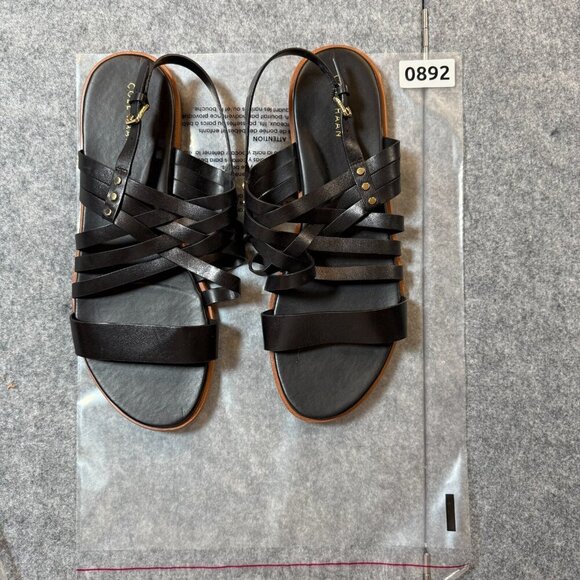 Cole Haan Francie W21146 Womens US 9 B Casual Sandals Black Leather Strappy Flat - Picture 5 of 5